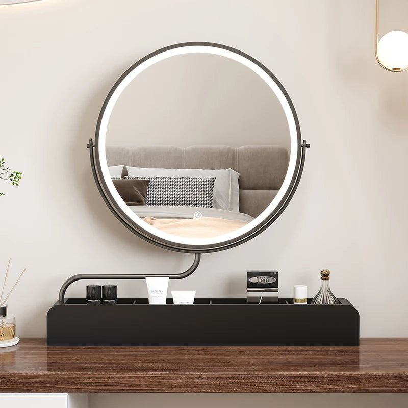 miroir décoratif à led rétro en bois pour maquillage - vue 4 sur 11