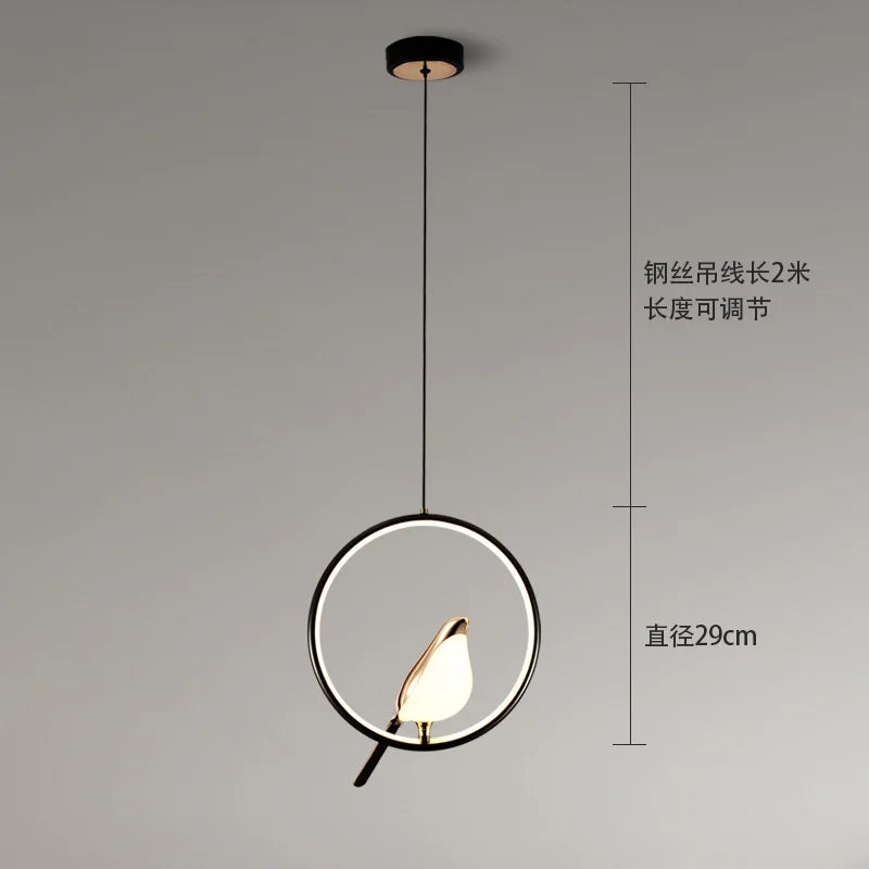 lustre nordique or acrylique avec oiseaux bar led suspendus - vue 7 sur 7