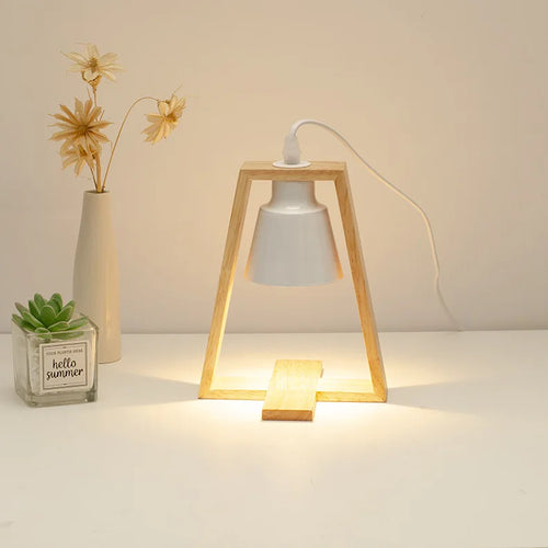 Lampe chauffe-bougie bois nordique 110/230V éclairage intérieur - vue 3 sur 6