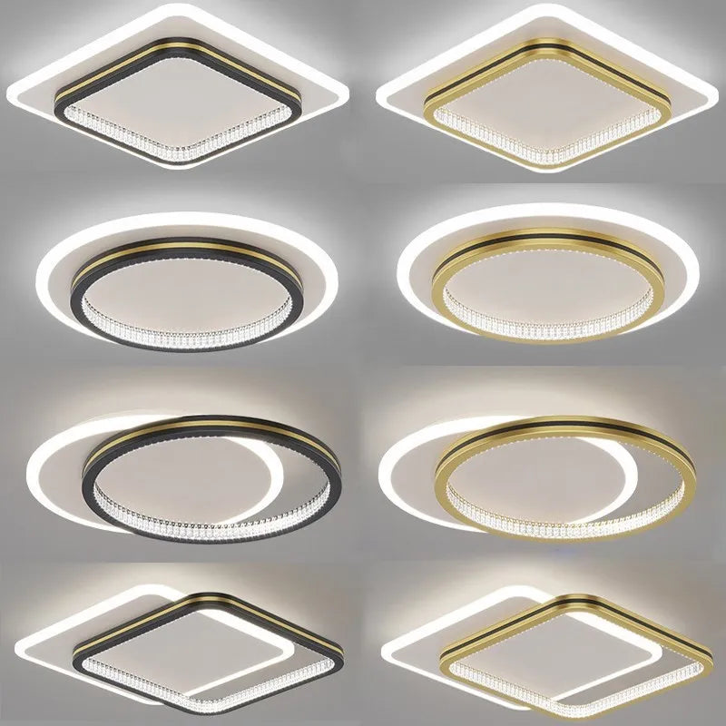 Plafond moderne à LEDs lumières pour l'entrée de la maison luminaires d'intérieur avec abat-jour en cristal lumières rondes carrées Luminaria - vue 6 sur 14