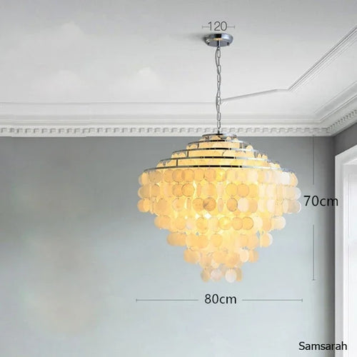 lustre nordique en coquillage avec luminaire à led - vue 13 sur 17
