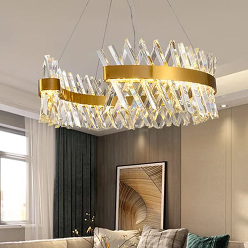 lustre en cristal lumineux suspension décorative pour intérieur - vue 2 sur 9