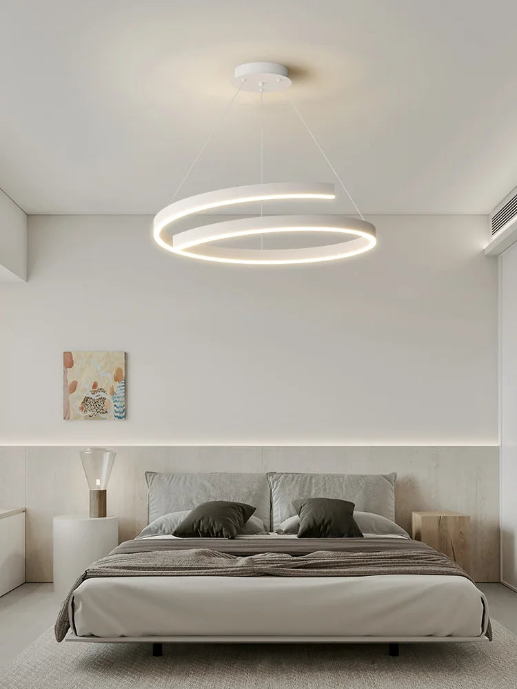 lustre à anneau simple moderne en fer doré avec éclairage LED intérieur - vue 4 sur 15