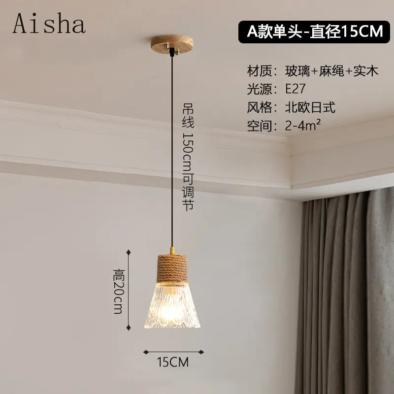 lustre nordique japonais trois têtes design créatif intérieur suspendu - vue 5 sur 13