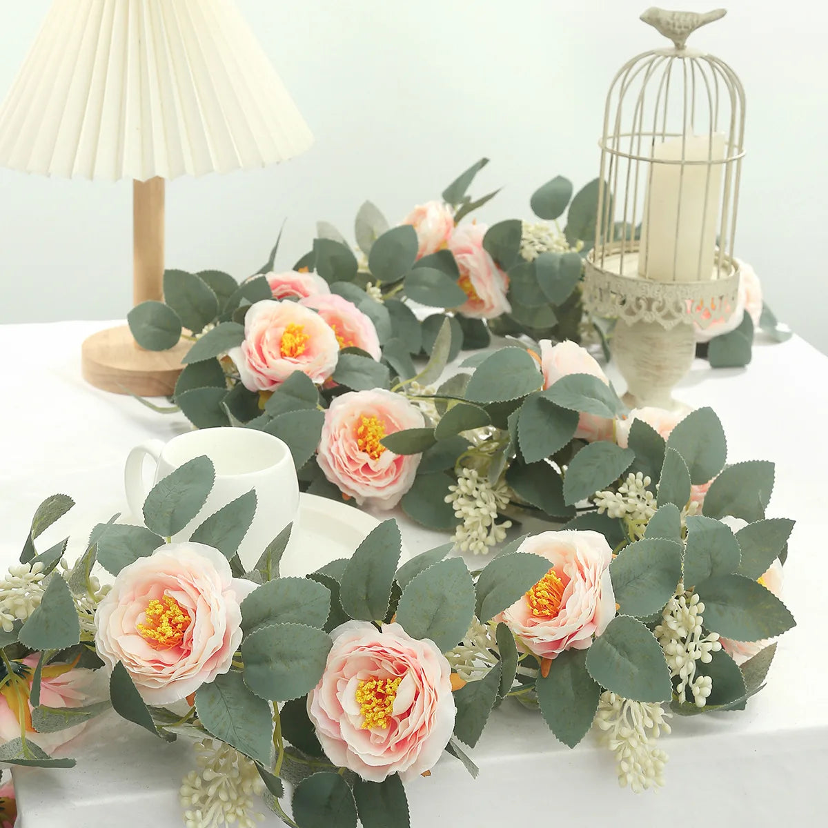 soie simulation rose fausse fleur vignes décoratives artificielles - vue 3 sur 11