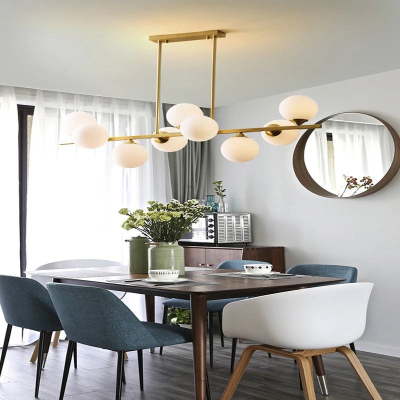 lustre suspendu en cuivre avec boule de verre pour décoration intérieure - vue 3 sur 10