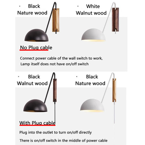 Nordic Bedroom Bedside Wall Lamps Plug In Wall Sconce Black White Iron Lampshade Swing Long Arms Wall Mounted Light E27 - vue 7 sur 14