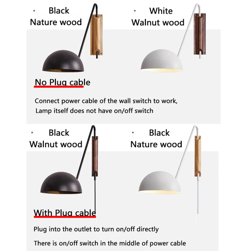 Nordic Bedroom Bedside Wall Lamps Plug In Wall Sconce Black White Iron Lampshade Swing Long Arms Wall Mounted Light E27 - vue 6 sur 14