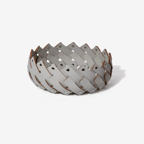 paniers de rangement en cuir tressé faits main de luxe - vue 8 sur 9