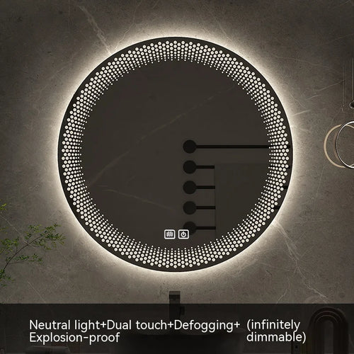 miroir rond à led avec rétroéclairage réglable et antibuée intelligent - vue 12 sur 25