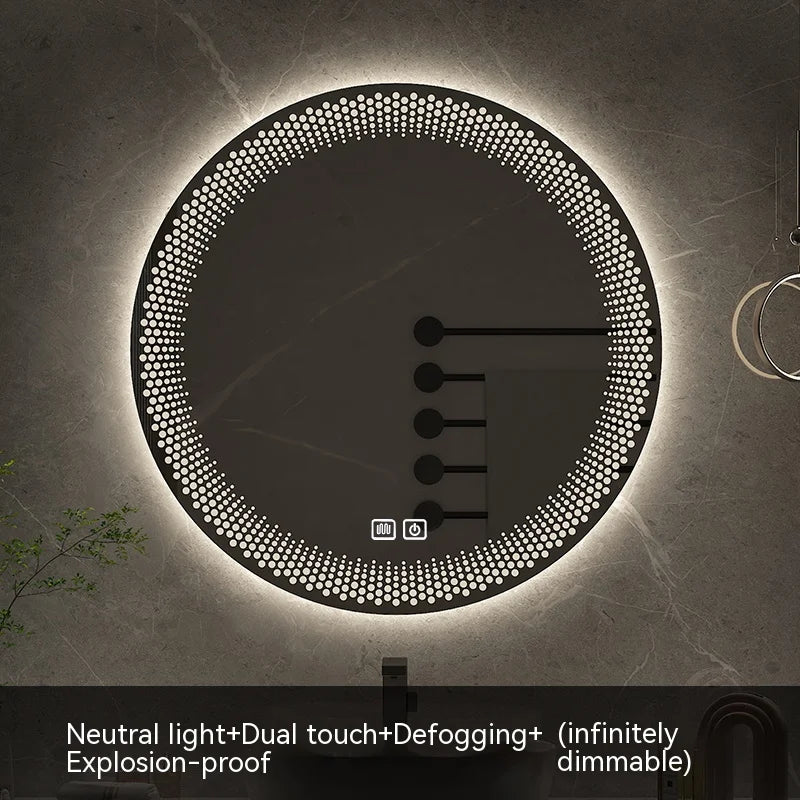 miroir rond à led avec rétroéclairage réglable et antibuée intelligent - vue 11 sur 25