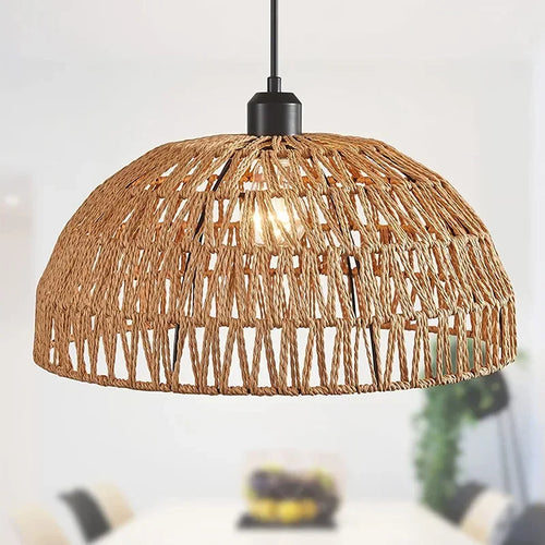 Lustre en corde de chanvre de style japonais - vue 2 sur 9