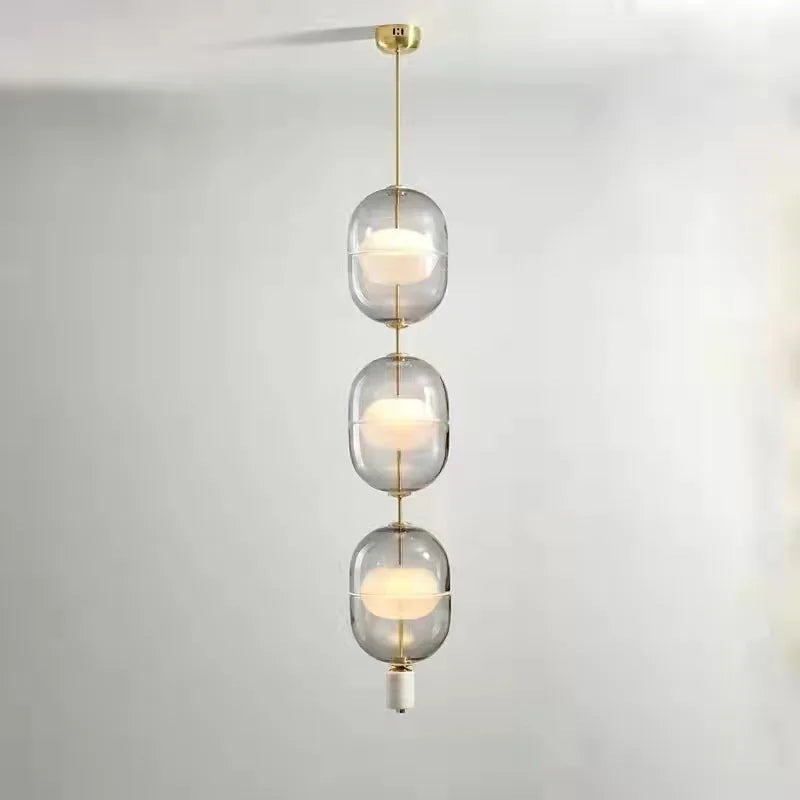 suspension en verre nordique avec plafonnier en marbre et métal - vue 4 sur 8