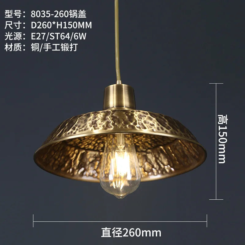 lustre décoratif chinois en cuivre pour ambiance zen - vue 8 sur 14