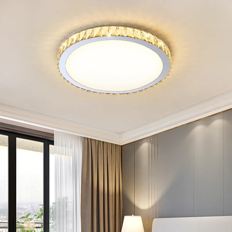 plafonnier en cristal moderne luxe éclairage rond pour intérieur - vue 3 sur 18
