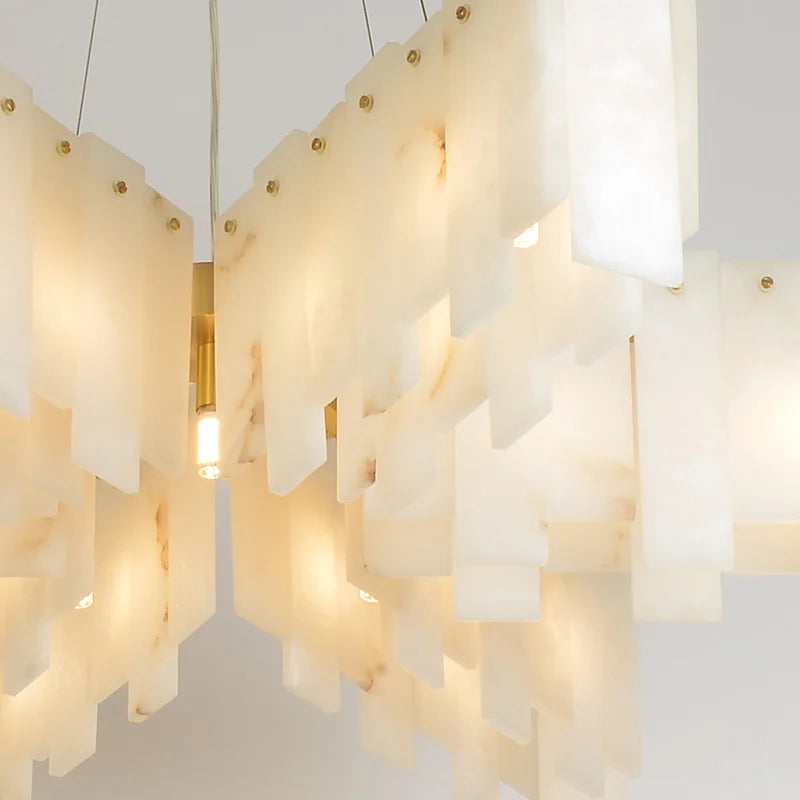 lustre design moderne en marbre naturel espagnol led - vue 5 sur 11