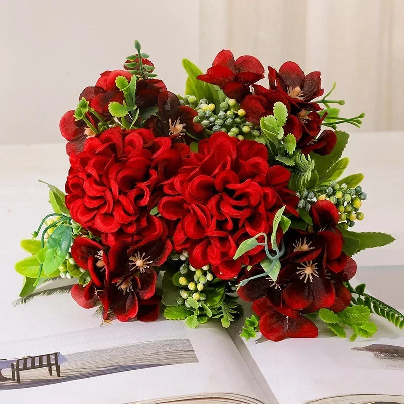 bouquet de chrysanthèmes en soie pour décoration de jardin - vue 2 sur 13
