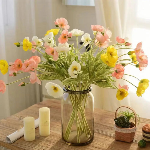fleurs de pavot artificielles en soie pour décoration et événements - vue 2 sur 21