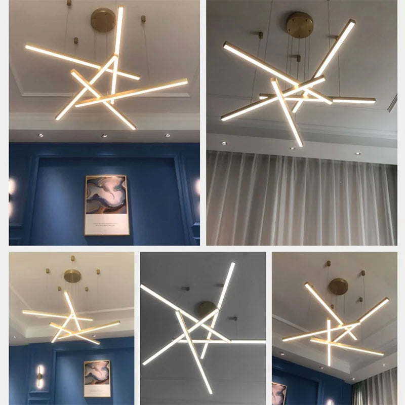 lustre suspendu moderne pour décoration intérieure lumineuse - vue 4 sur 15