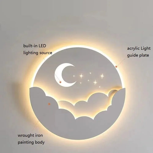 applique led créative nuage étoiles lune pour chambre d'enfants - vue 5 sur 6