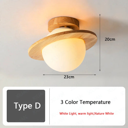 plafonnier nordique en bois led avec 3 températures de lumière - vue 14 sur 14