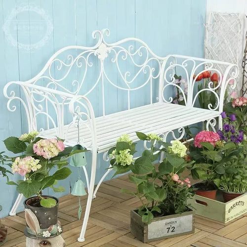 banc de jardin fer forgé table et chaises extérieur - vue 9 sur 14