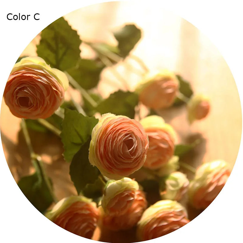 fleurs artificielles en soie roses et renoncules pour décoration de mariage - vue 11 sur 13