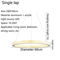 lustre en cristal moderne avec anneau à led pour décoration intérieure