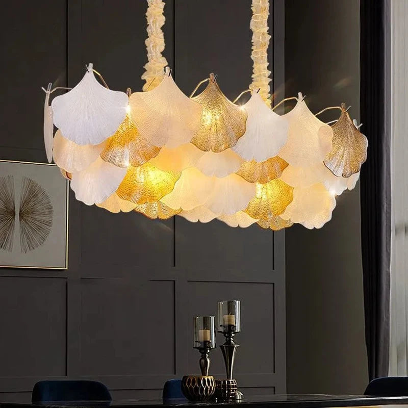 suspension moderne en verre ginkgo pour éclairage intérieur décoratif - vue 3 sur 10