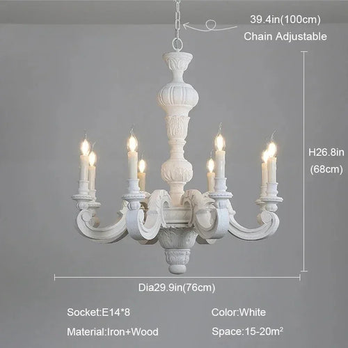 lustre romain en bois sculpté rétro pour décoration élégante - vue 12 sur 12