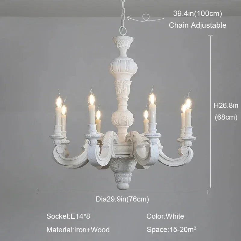 lustre romain en bois sculpté rétro pour décoration élégante - vue 11 sur 12