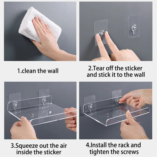 étagère murale flottante en acrylique transparent pour rangement organisé - vue 4 sur 57
