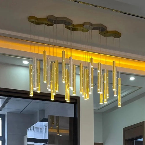 lustre cylindrique nordique moderne de luxe pour salon - vue 3 sur 12