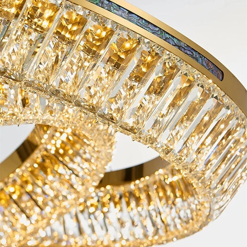 lustre moderne en cristal et cuivre trois couches éclairage intérieur - vue 7 sur 14