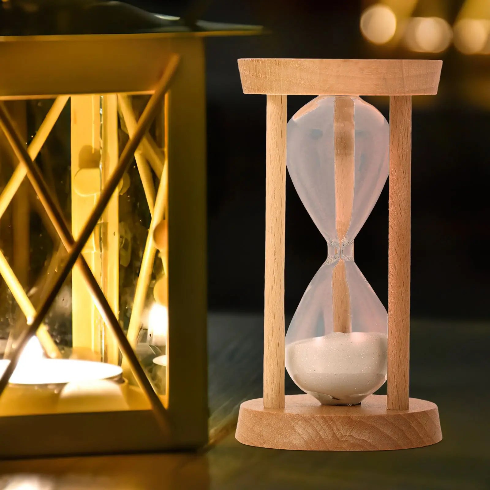 sablier en bois 5 minutes pour décoration et cadeau d anniversaire - vue 4 sur 6