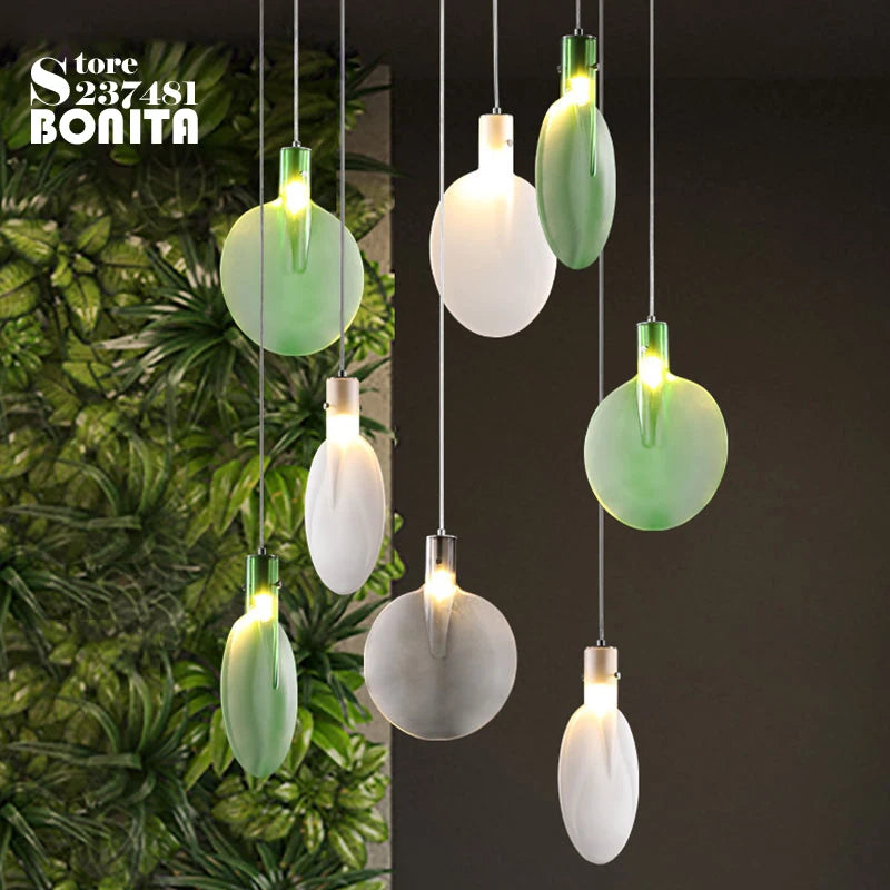 suspension en verre abat-jour raquette tennis design moderne lumineux - vue 5 sur 10