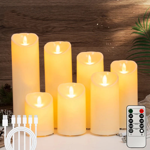 bougie pilier led rechargeable à distance avec minuterie et ambiance festive - vue 2 sur 13