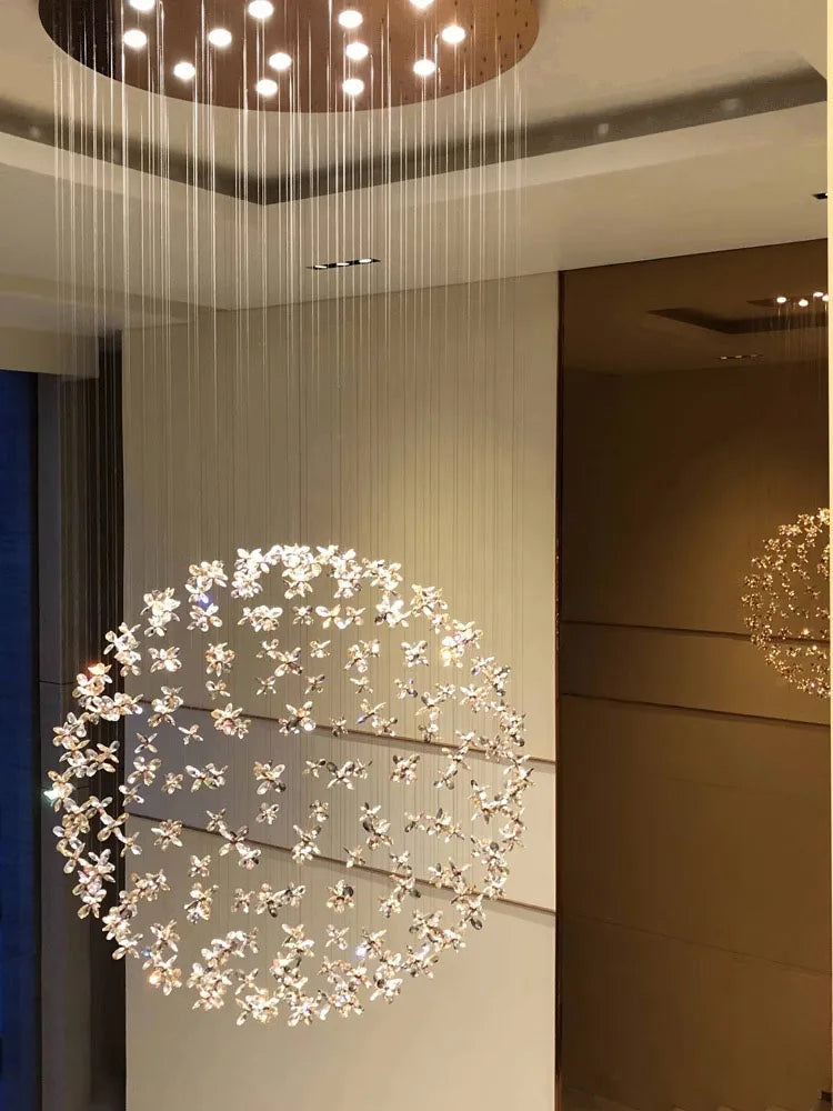 Plafond moderne chambre lustre salon lumière en cristal lustre de luxe circulaire restaurant led luminaire - vue 5 sur 10