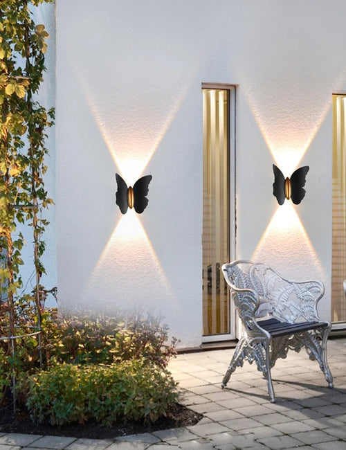 applique murale étanche design papillon pour éclairage extérieur moderne - vue 3 sur 7