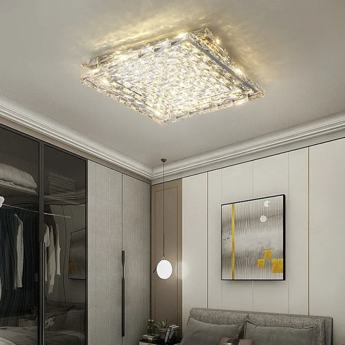 plafonnier led carré en cristal luxe pour décoration intérieure - vue 4 sur 10