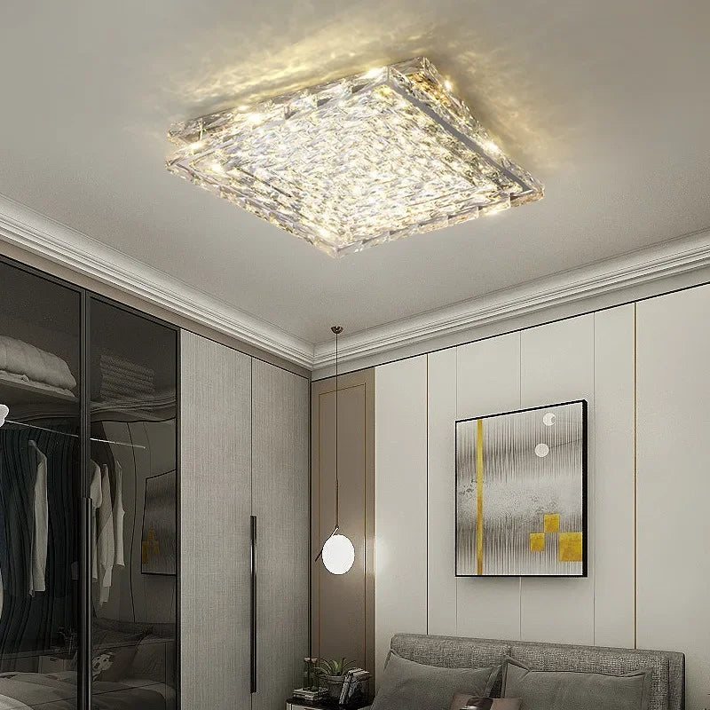 plafonnier led carré en cristal luxe pour décoration intérieure - vue 3 sur 10