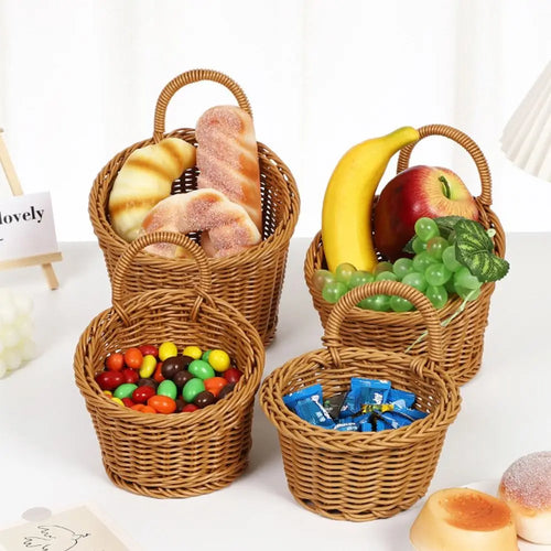 panier de rangement en rotin tissé à la main pour fruits légumes et fleurs - vue 3 sur 14