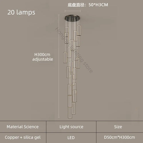 lustre moderne en cuivre avec éclairage LED design élégant