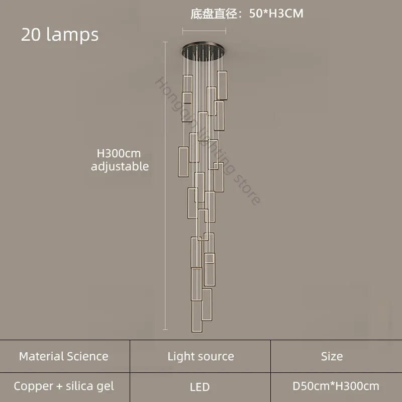 lustre moderne en cuivre avec éclairage LED design élégant