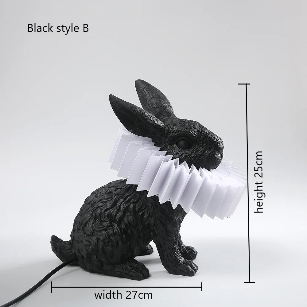 lampe de table créative en résine avec écharpe de lapin décorative - vue 14 sur 15