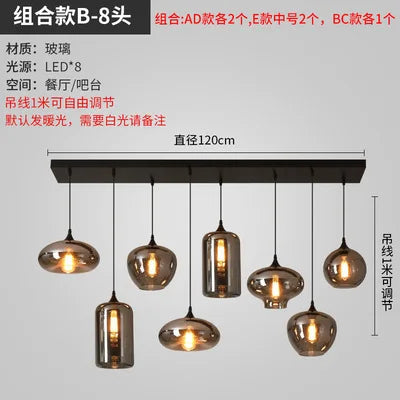 lustre nordique en verre pour éclairage moderne de restaurant et café - vue 9 sur 22