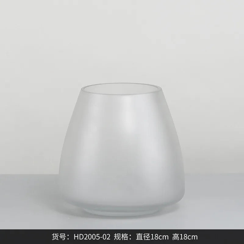 vase en verre givré pour décoration intérieure fleurs séchées et hydroponique - vue 9 sur 12