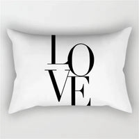 housse de coussin rectangulaire noir et blanc marbré 30 x 50 cm