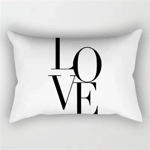 housse de coussin rectangulaire noir et blanc marbré 30 x 50 cm