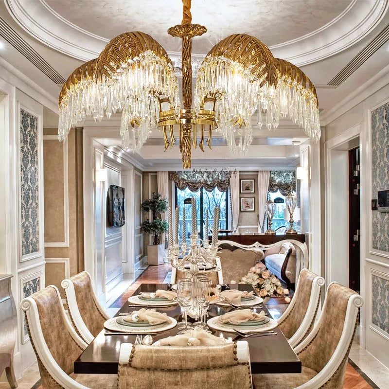 lustre en cuivre avec cristal pour décoration élégante et rétro - vue 3 sur 11